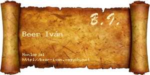 Beer Iván névjegykártya