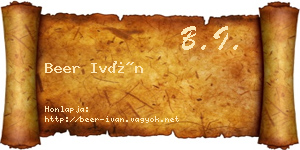 Beer Iván névjegykártya